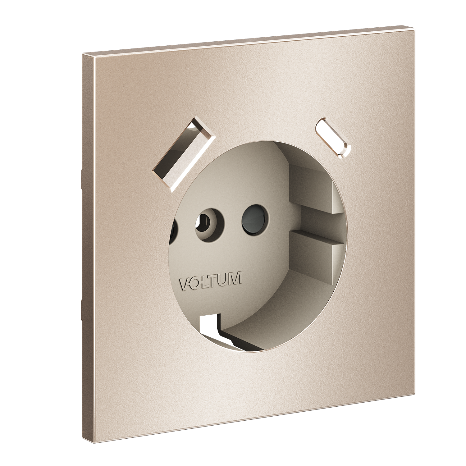 Накладка для розетки с заземлением и защитными шторками, с USB A+C, S70 Metal (платина)