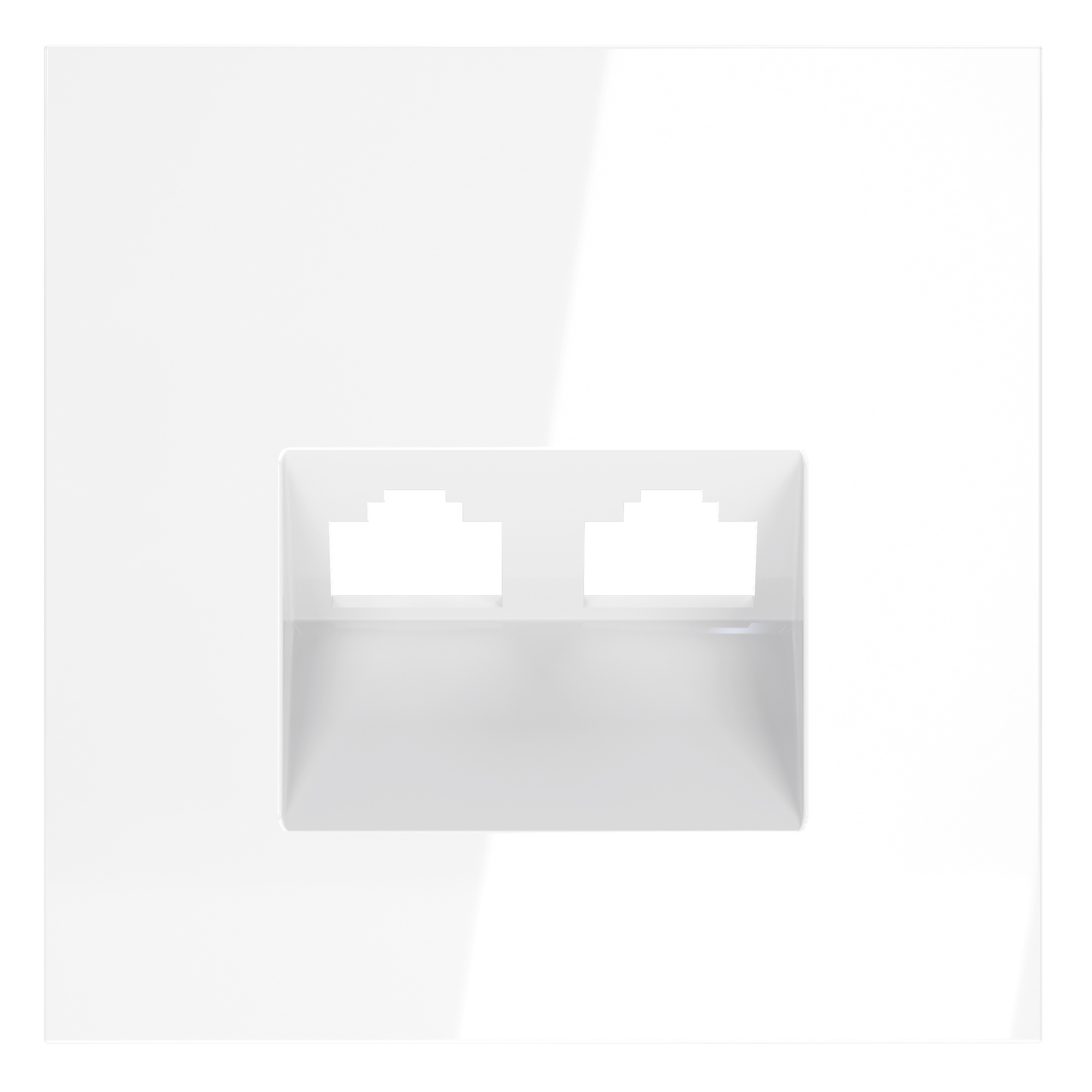 Накладка для розетки компьютерной двойной RJ45+RJ45 кат.6, S70 (белый глянцевый)
